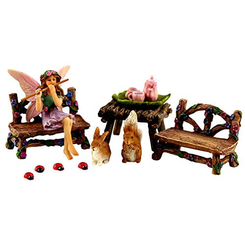Fairy Garden Accessories Set Miniature pink Fairy House and Figurine Kit gift